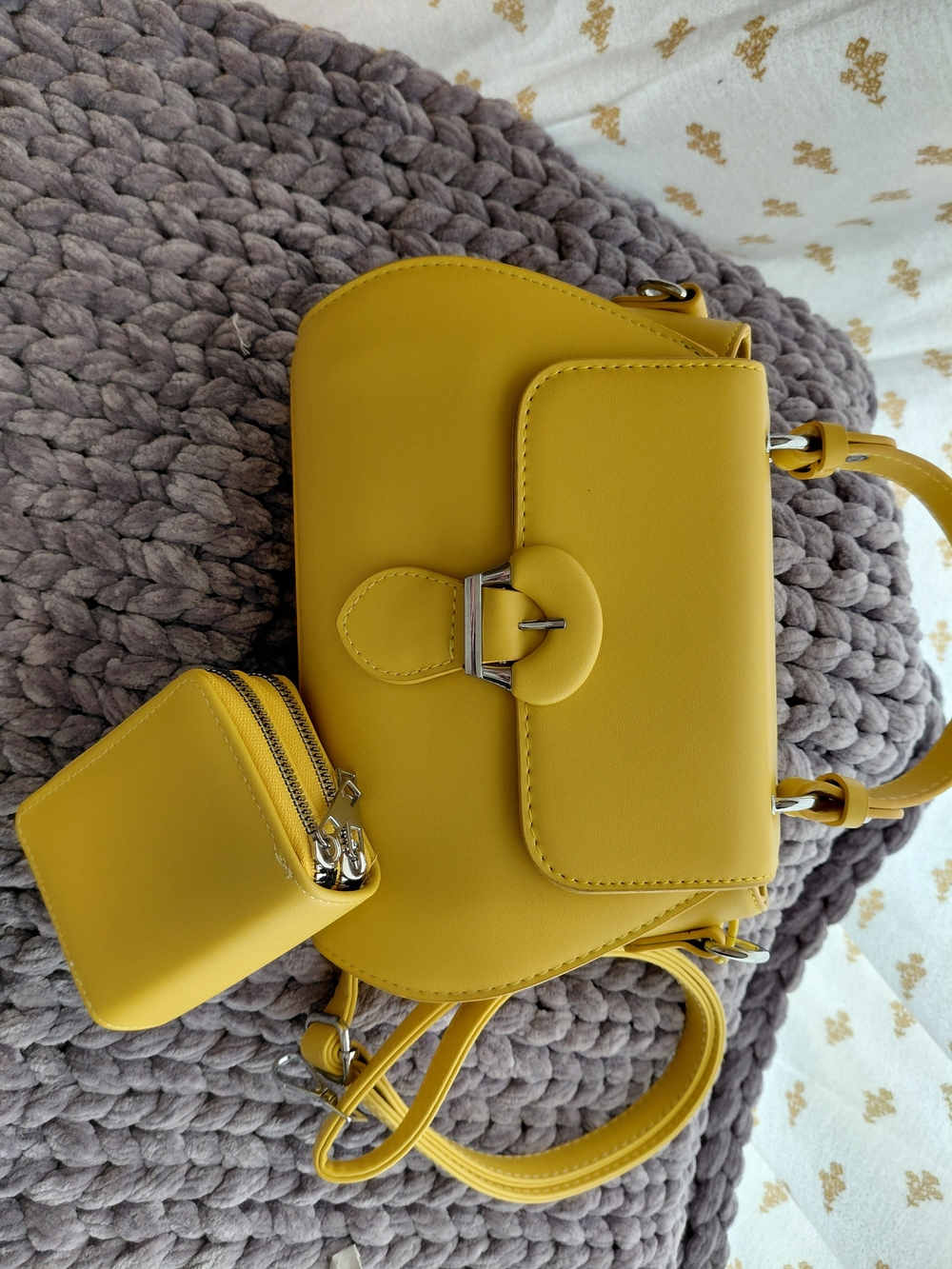Yellow Crossbody Bag with Coin Pouch - Women
